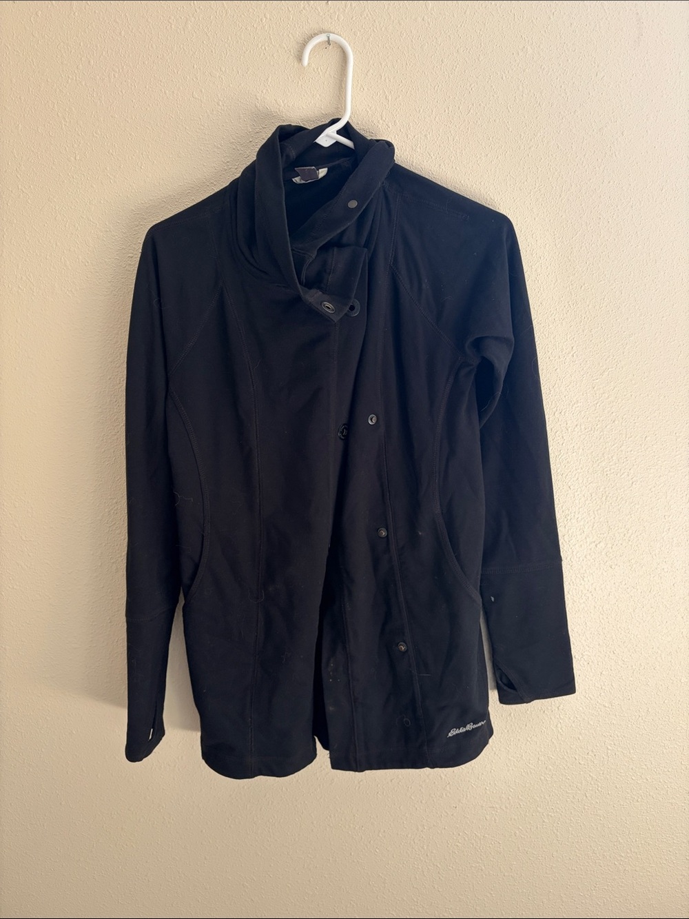 Eddie Bauer Black Lightweight Funnel-Neck Shirt Jacket